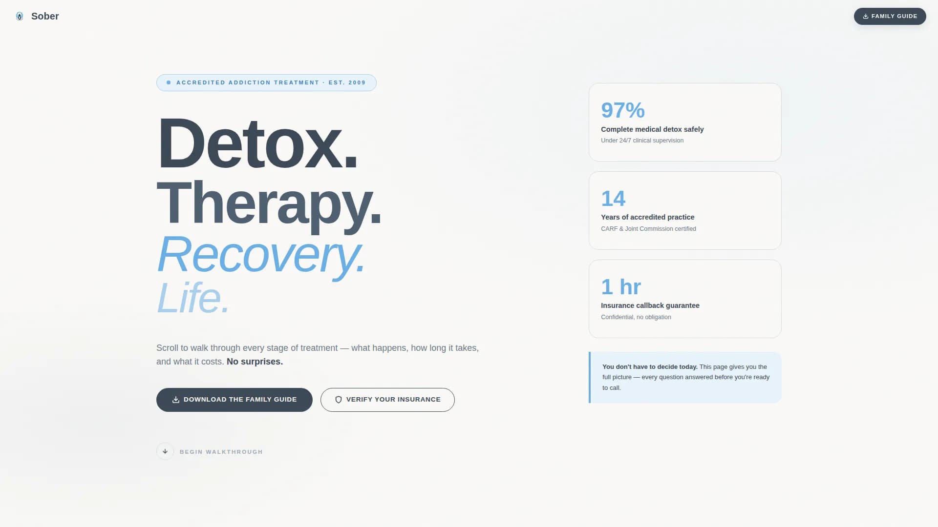 Sober - Rehabilitation Center Landing page Template