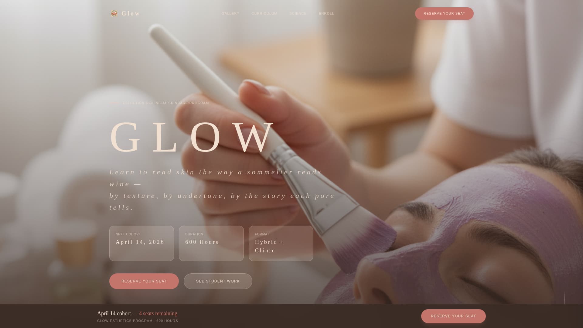 Glow - Transformative Esthetics Landing Page Template