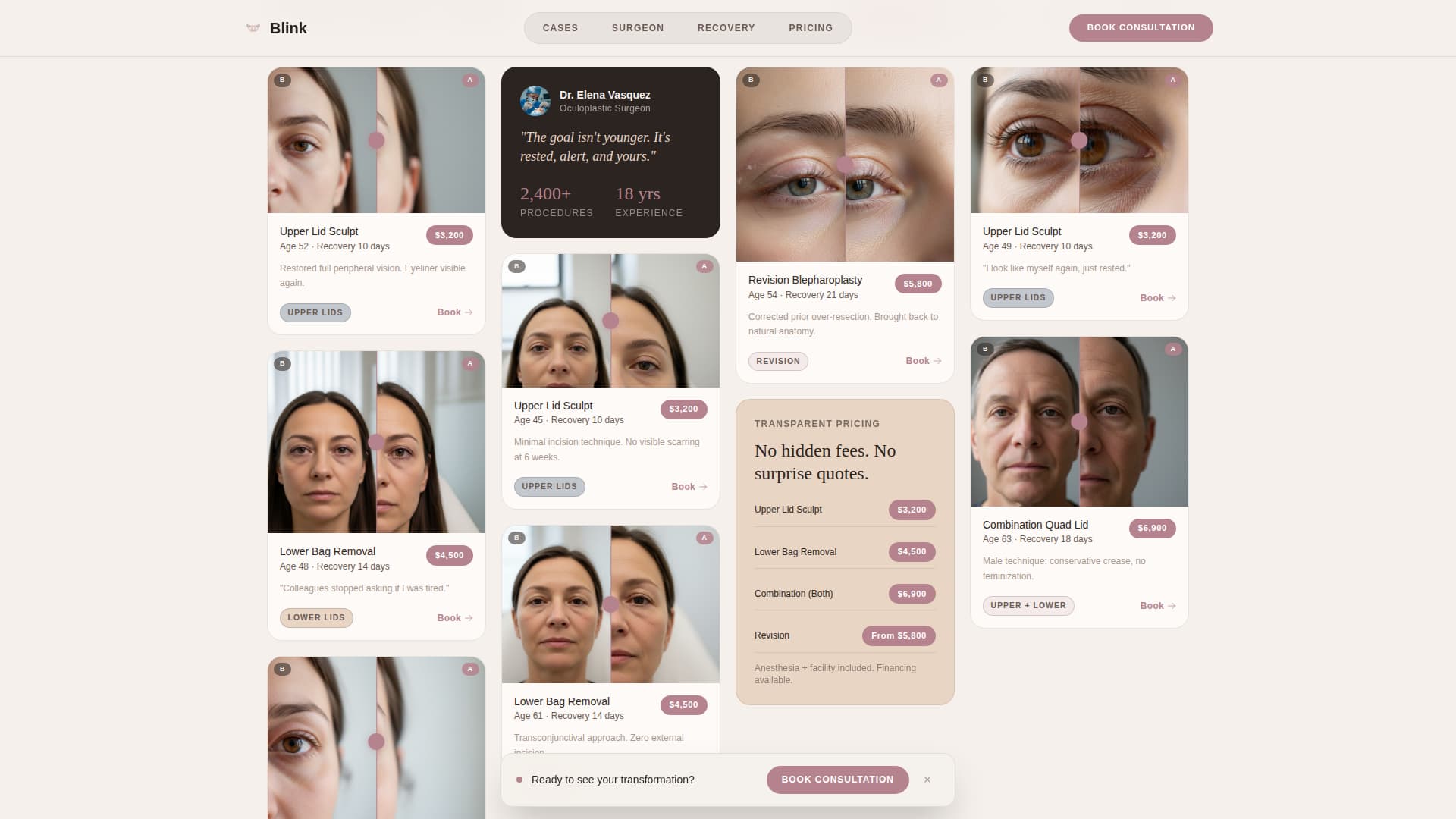 Blink - Transformative Blepharoplasty Landing Page Template