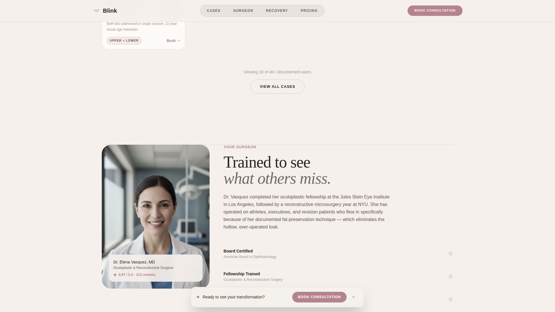 Blink - Transformative Blepharoplasty Landing Page Template