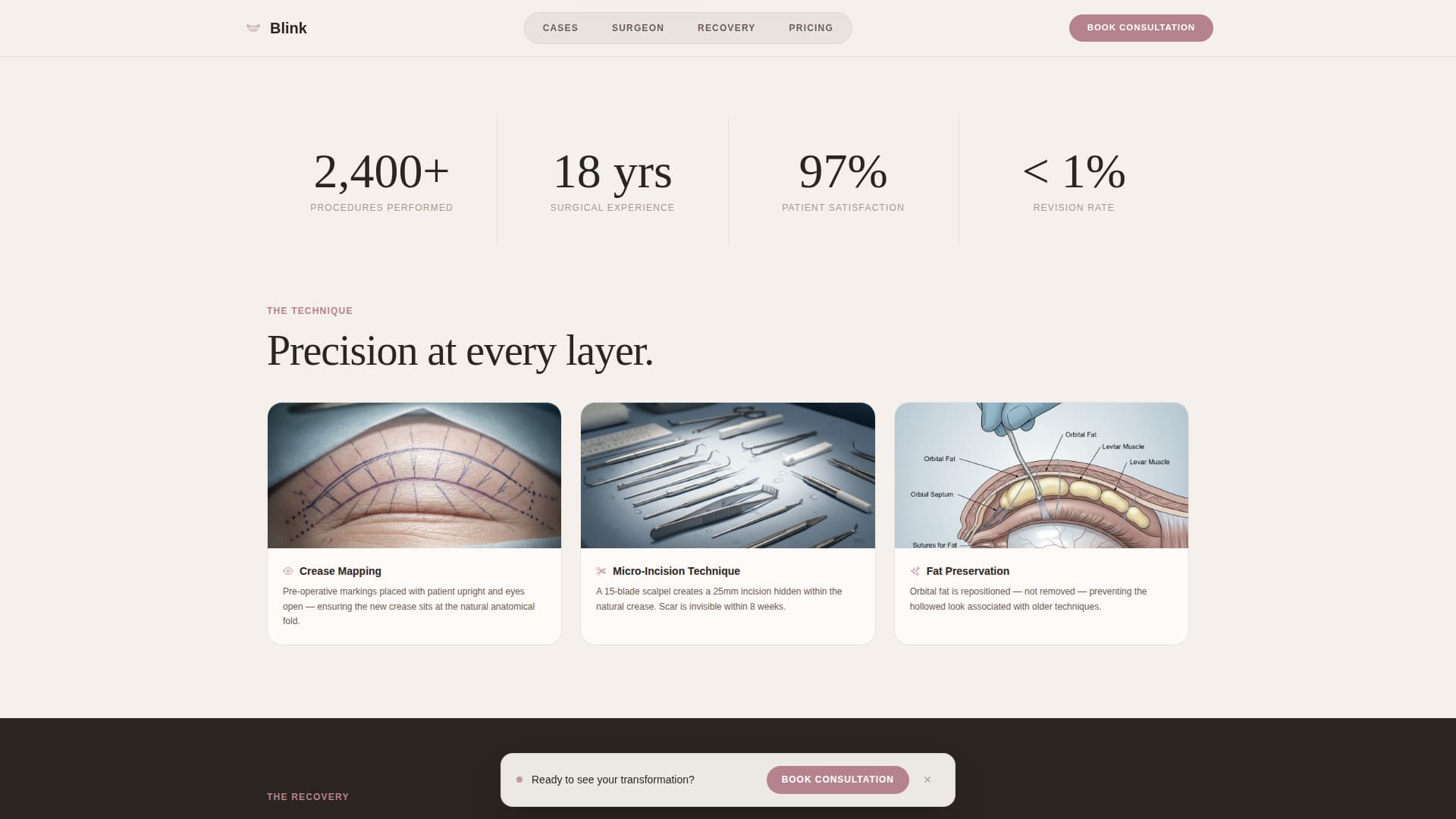 Blink - Transformative Blepharoplasty Landing Page Template