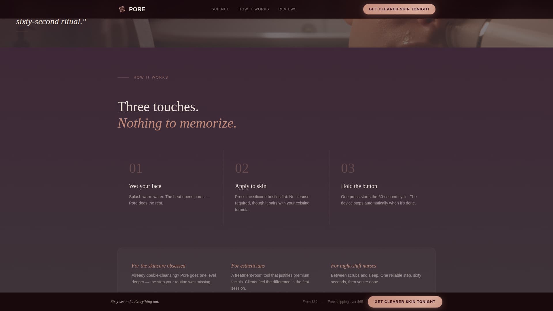 Pore - Radiant Skincare Landing Page Template