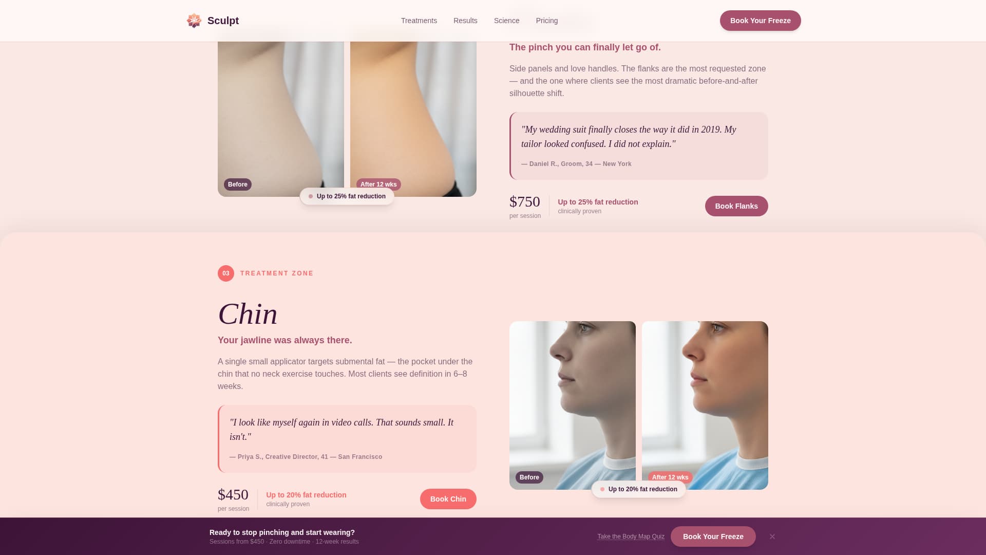 Sculpt - Transformative Fatfreezing Landing Page Template