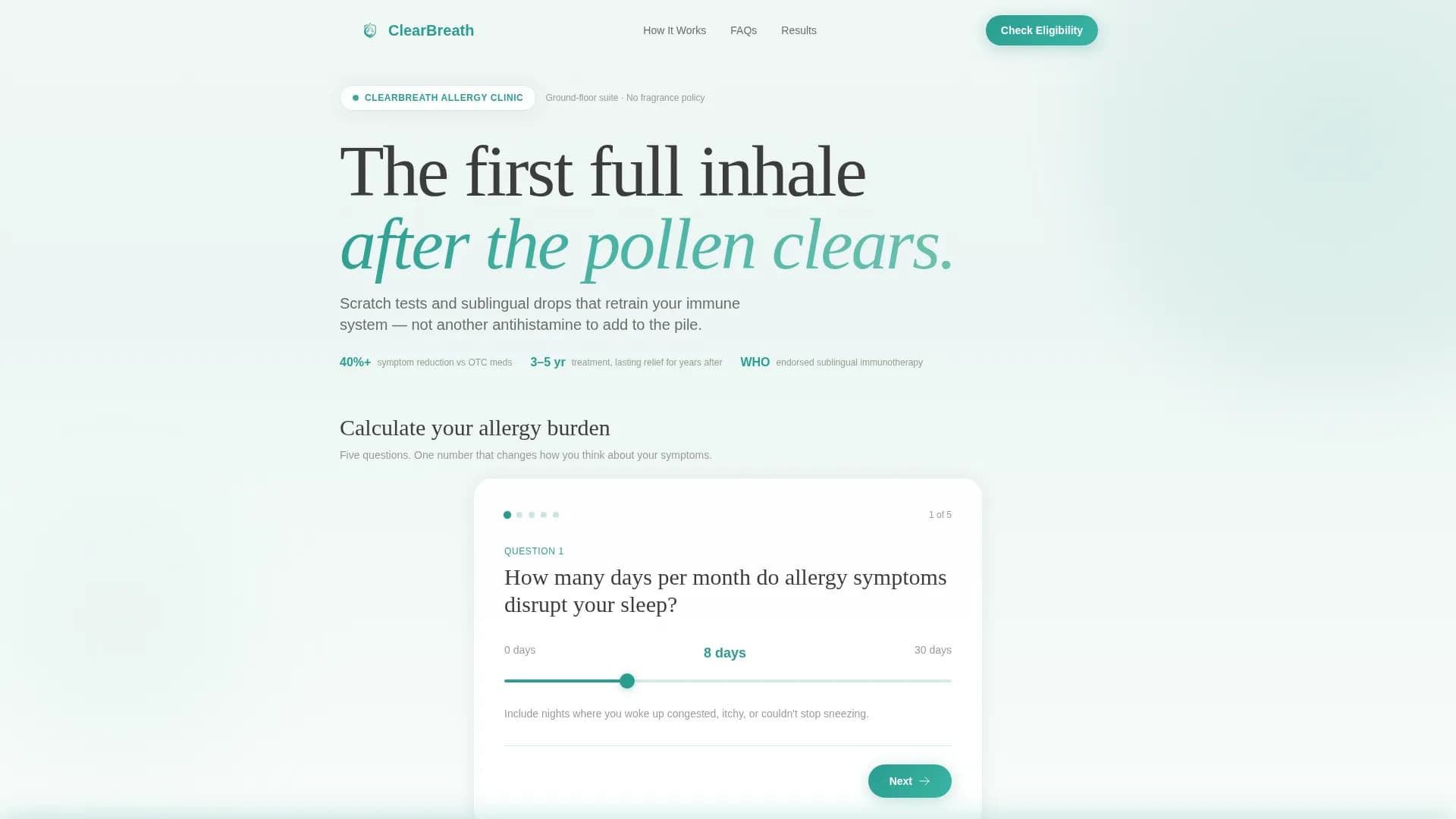 Score - Allergy Services Landing Page Template