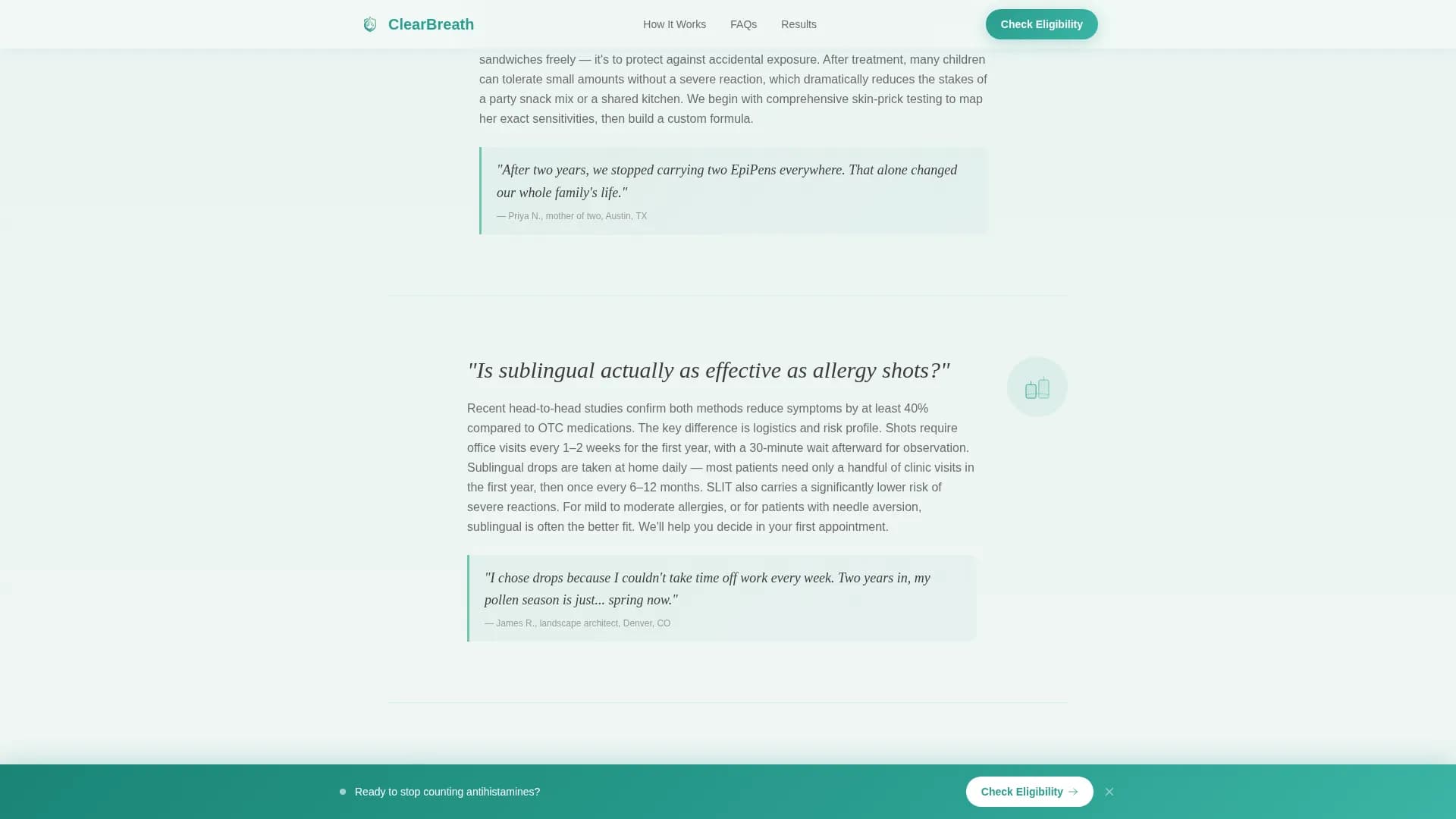 Score - Allergy Services Landing Page Template