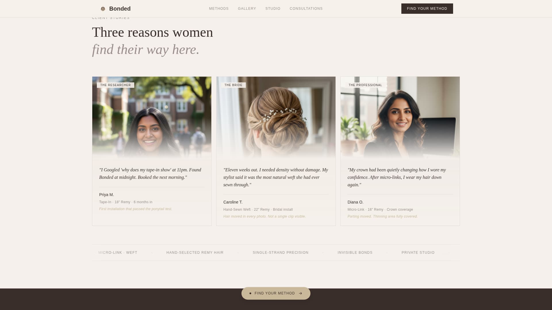 Bonded - Seamless Extensions Landing Page Template