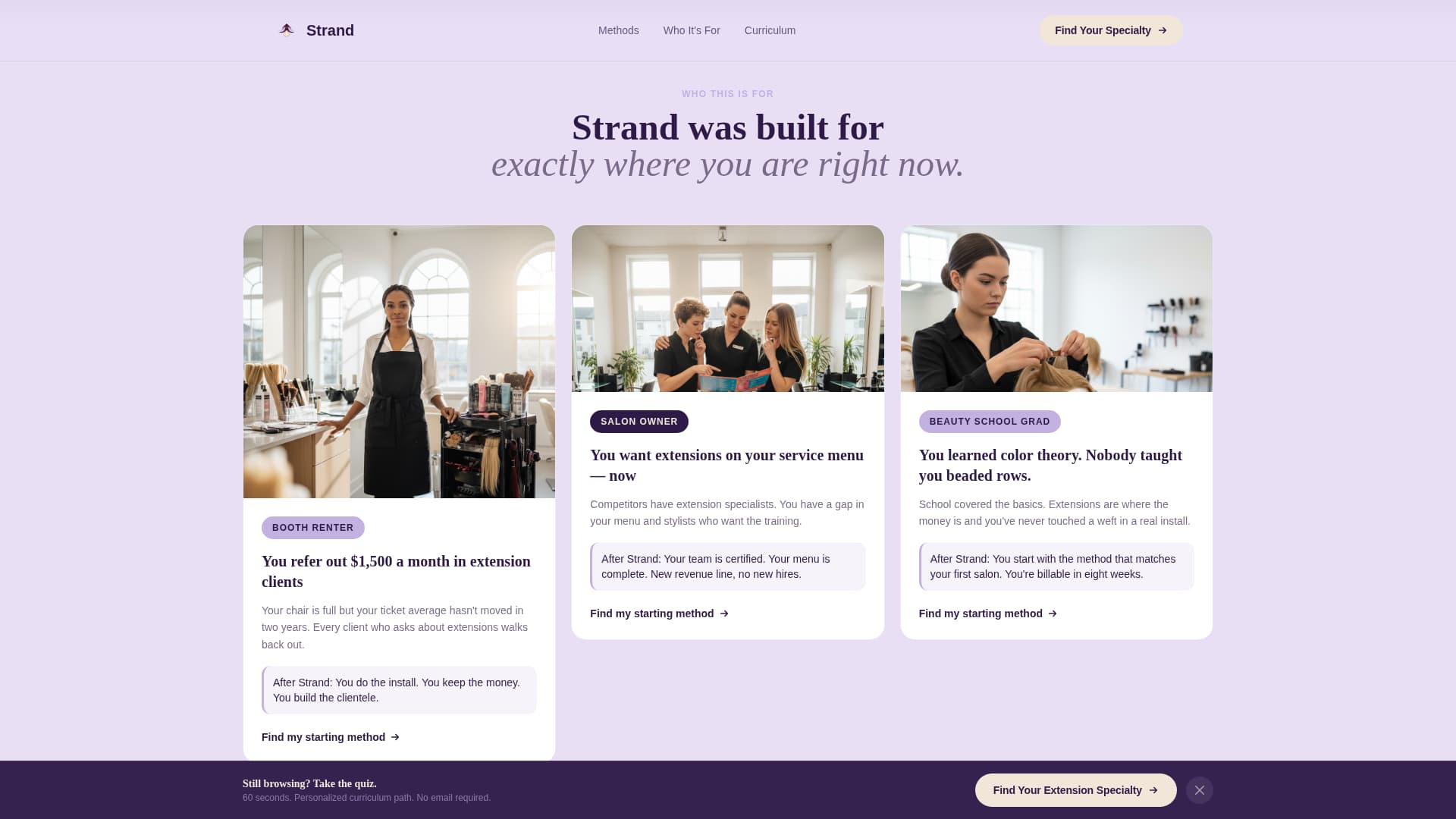 Strand - Seamless Extension Landing Page Template