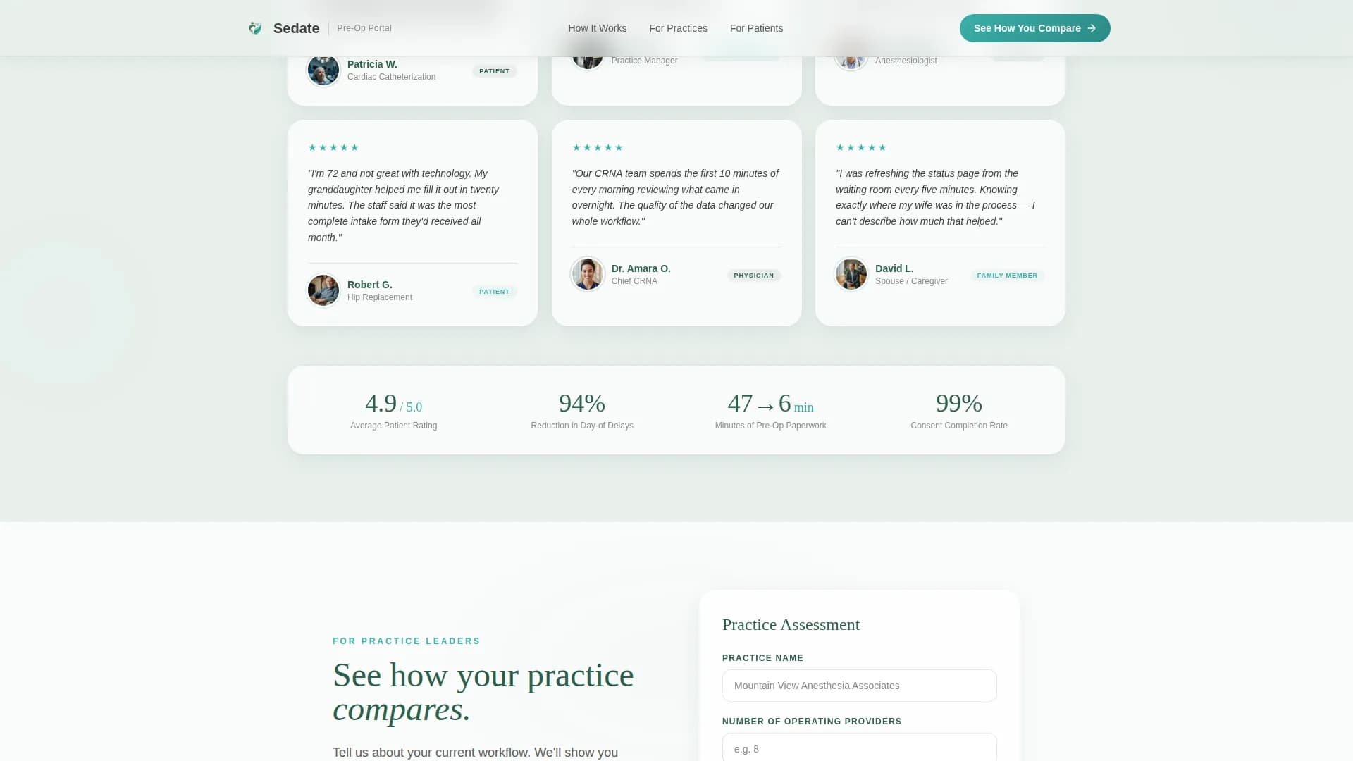 Sedate - Patient Portal Landing Page Template