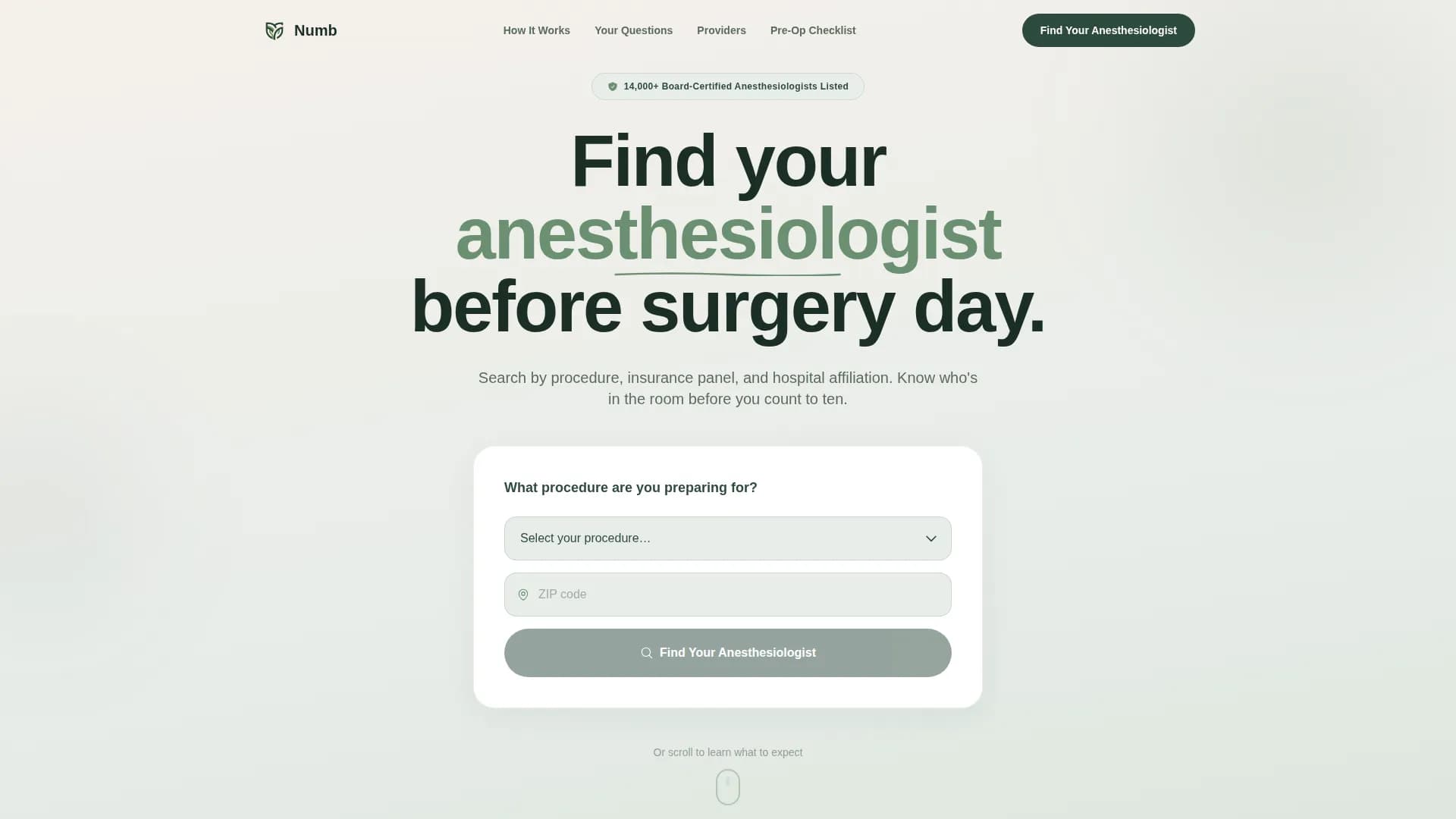 Numb - Provider Directory Landing page Template