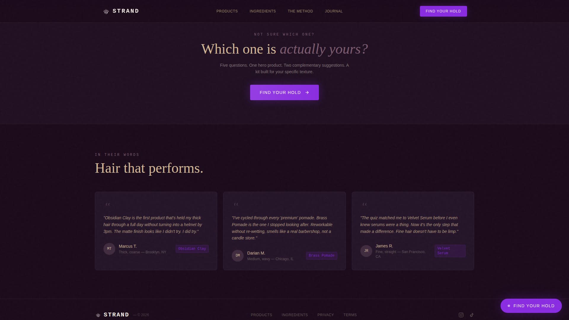 Strand - Premium Hairstyling Landing Page Template