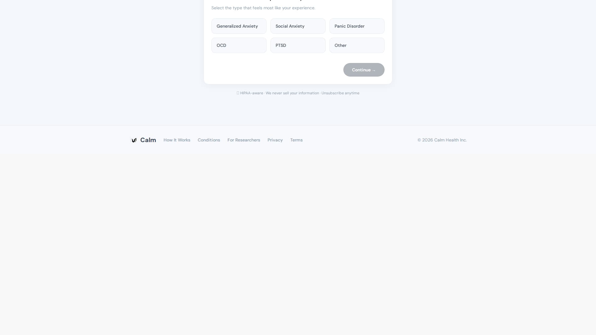 Calm - Trusted Anxietytrial Landing Page Template