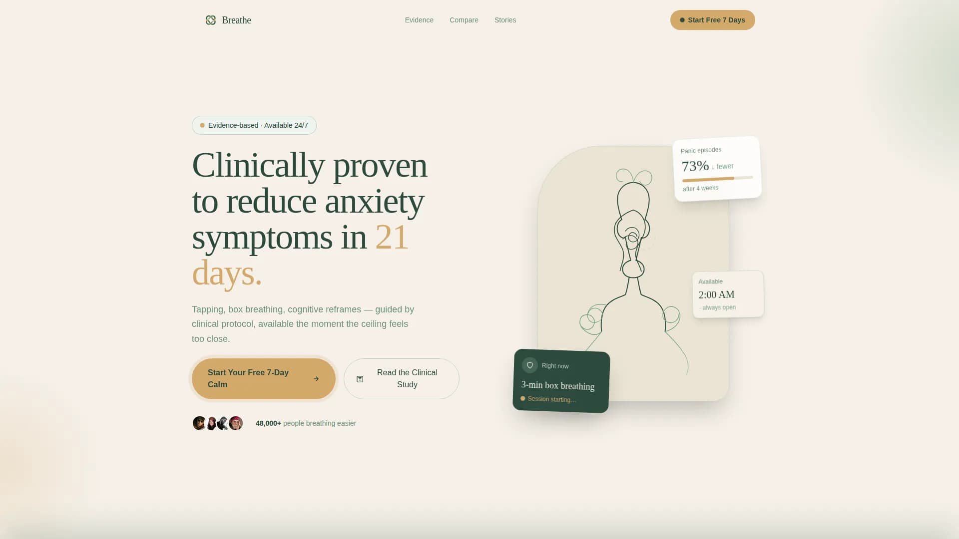 Breathe - Therapy App Landing Page Template