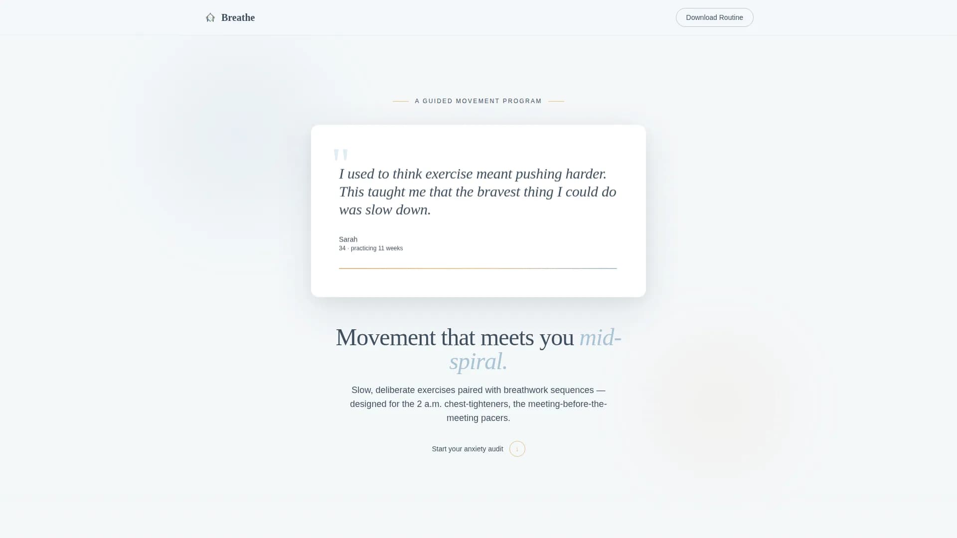 Breathe - Movement Coaching Landing page Template