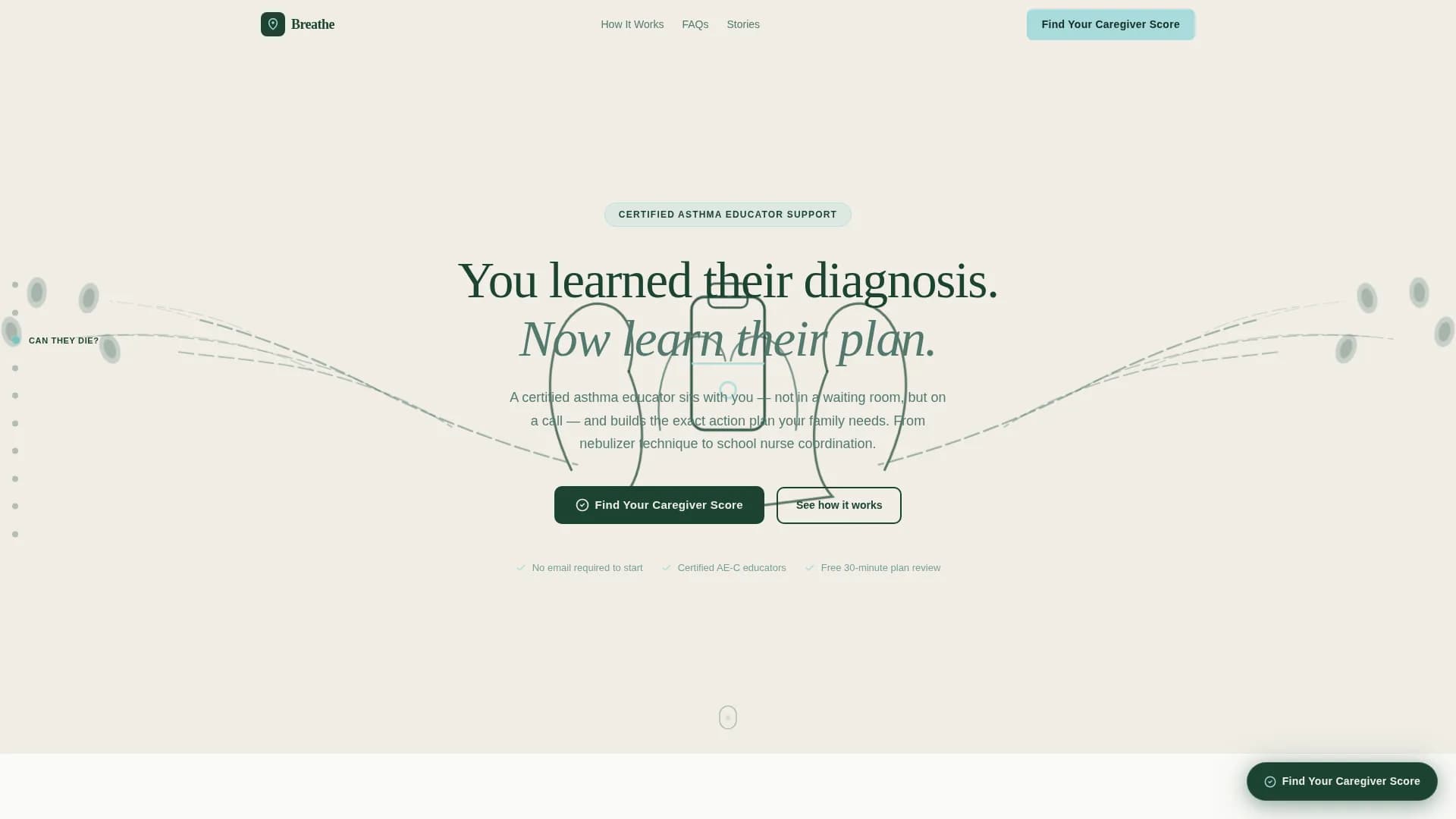 Breathe - Caregiver Support Landing page Template