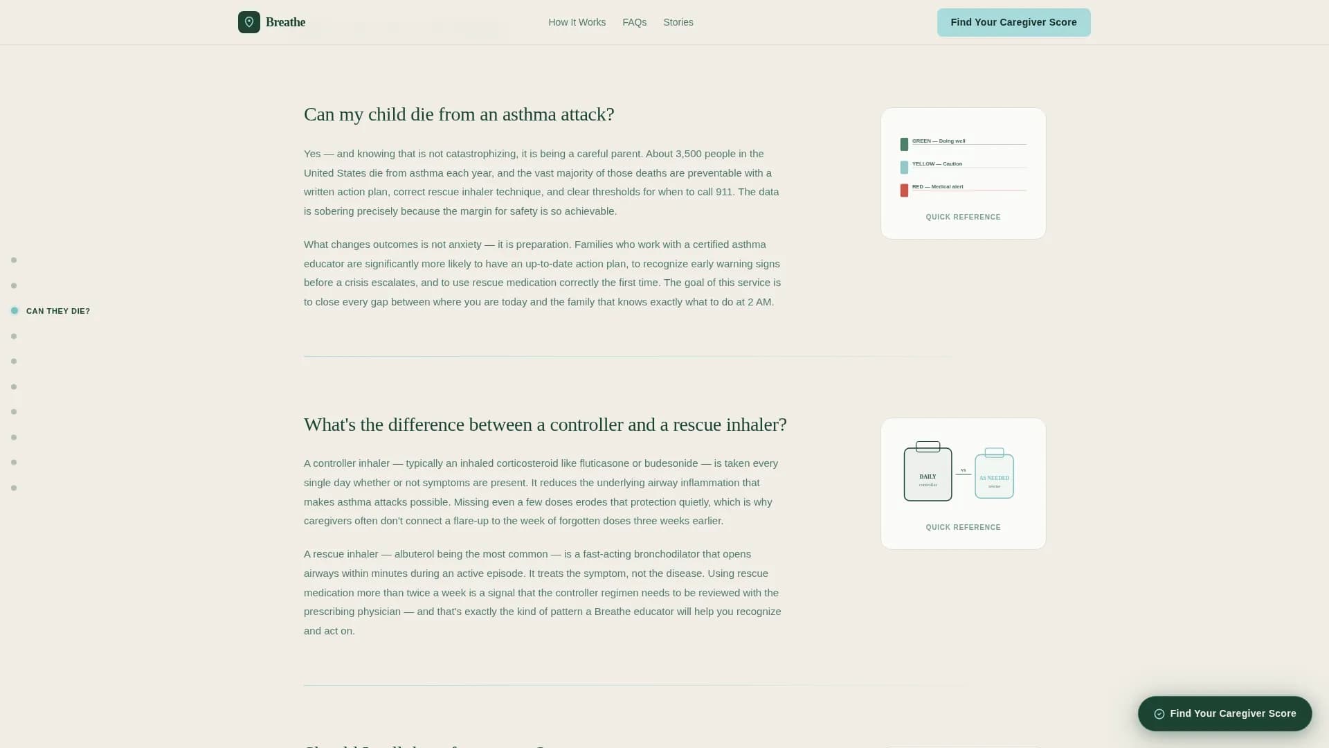 Breathe - Caregiver Support Landing page Template