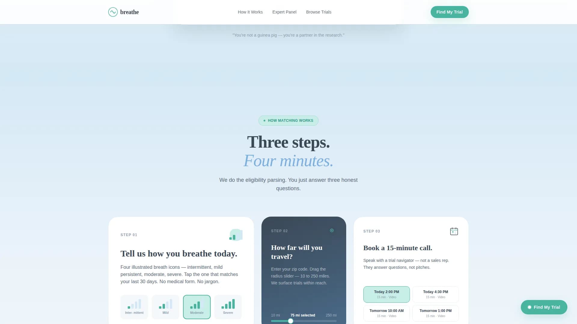 Breathe - Clinical Trials Landing Page Template