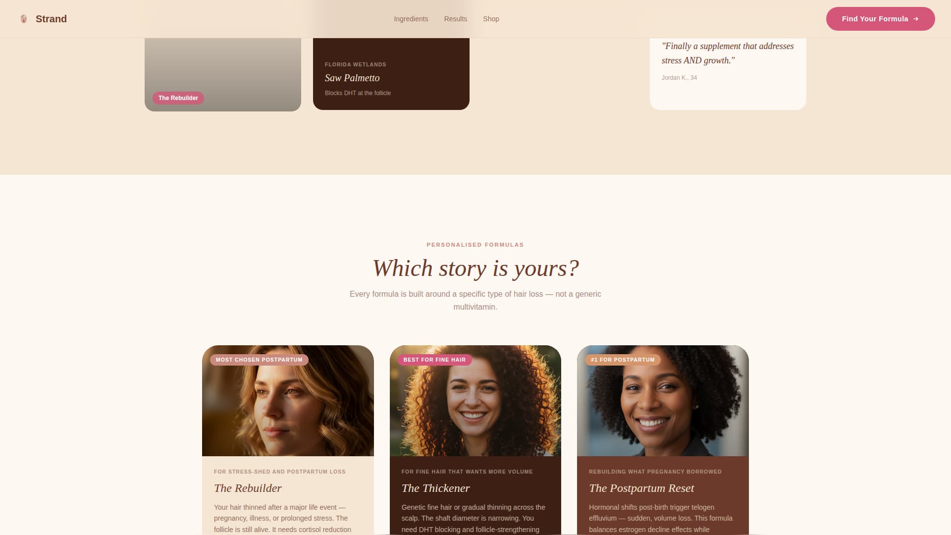 Strand - Transformative Hairsupplement Landing Page Template