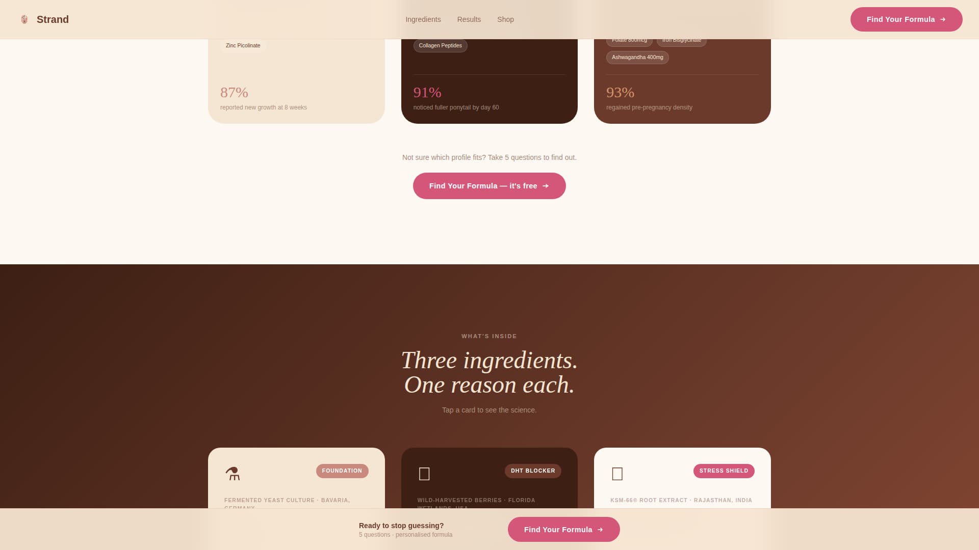 Strand - Transformative Hairsupplement Landing Page Template