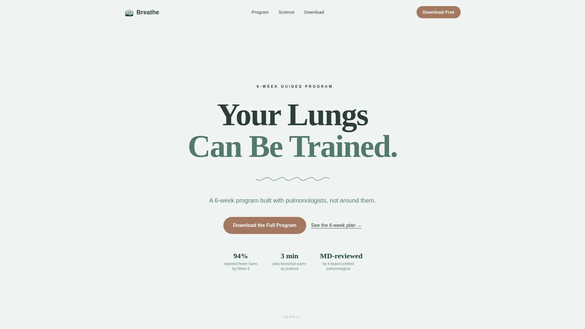 Breathe - Exercise Program Landing page Template