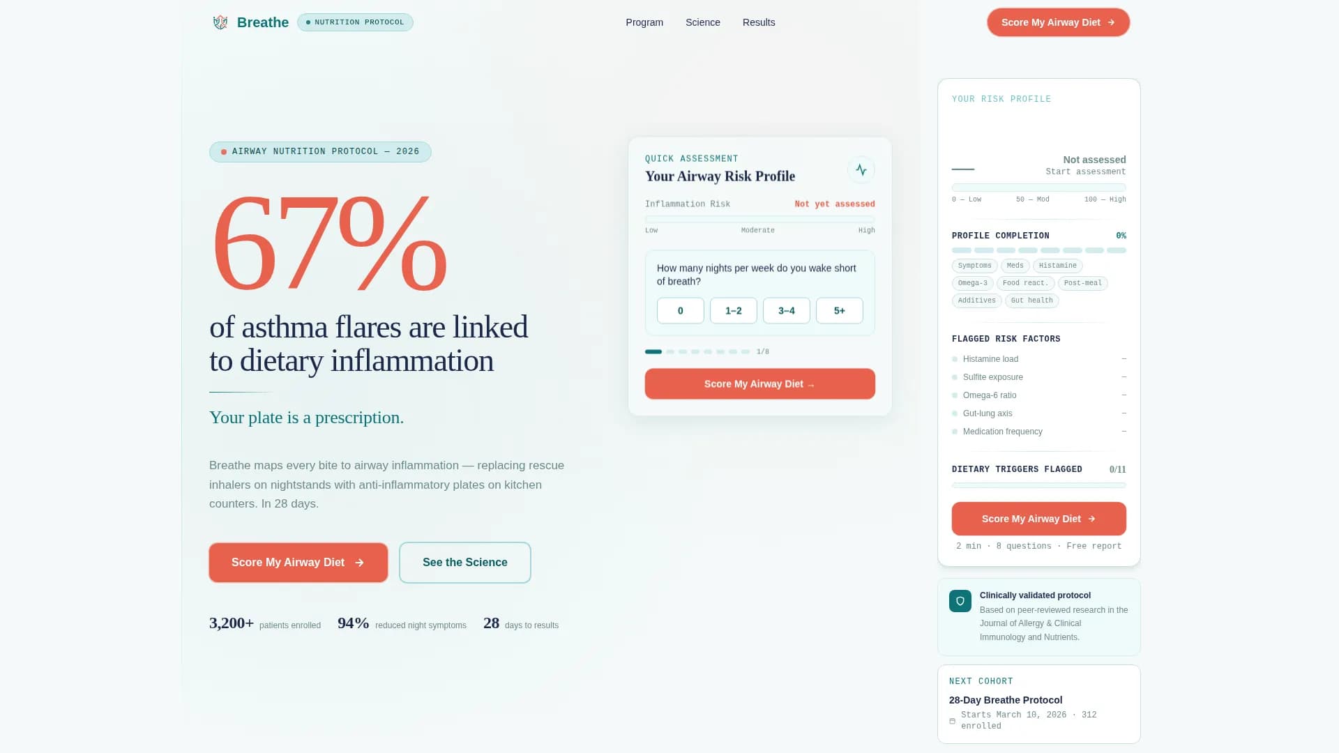 Breathe - Nutrition Program Landing Page Template