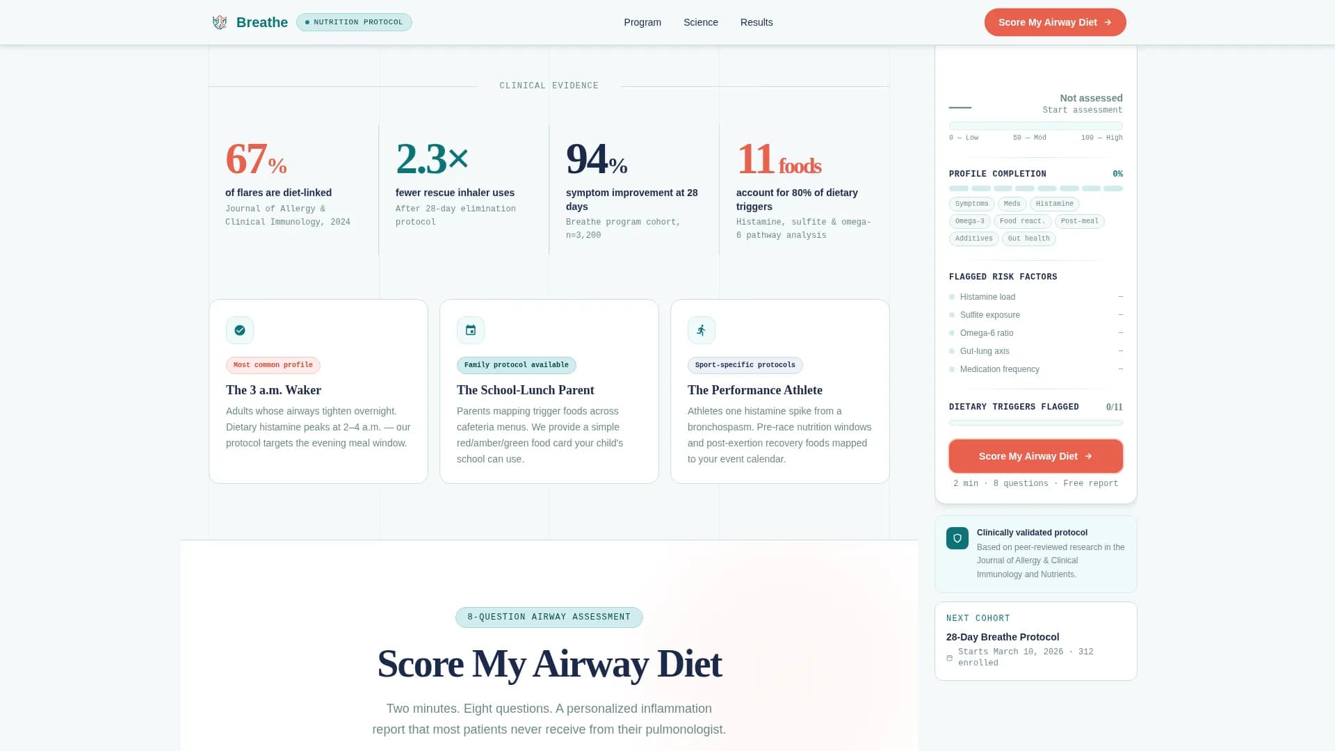Breathe - Nutrition Program Landing Page Template