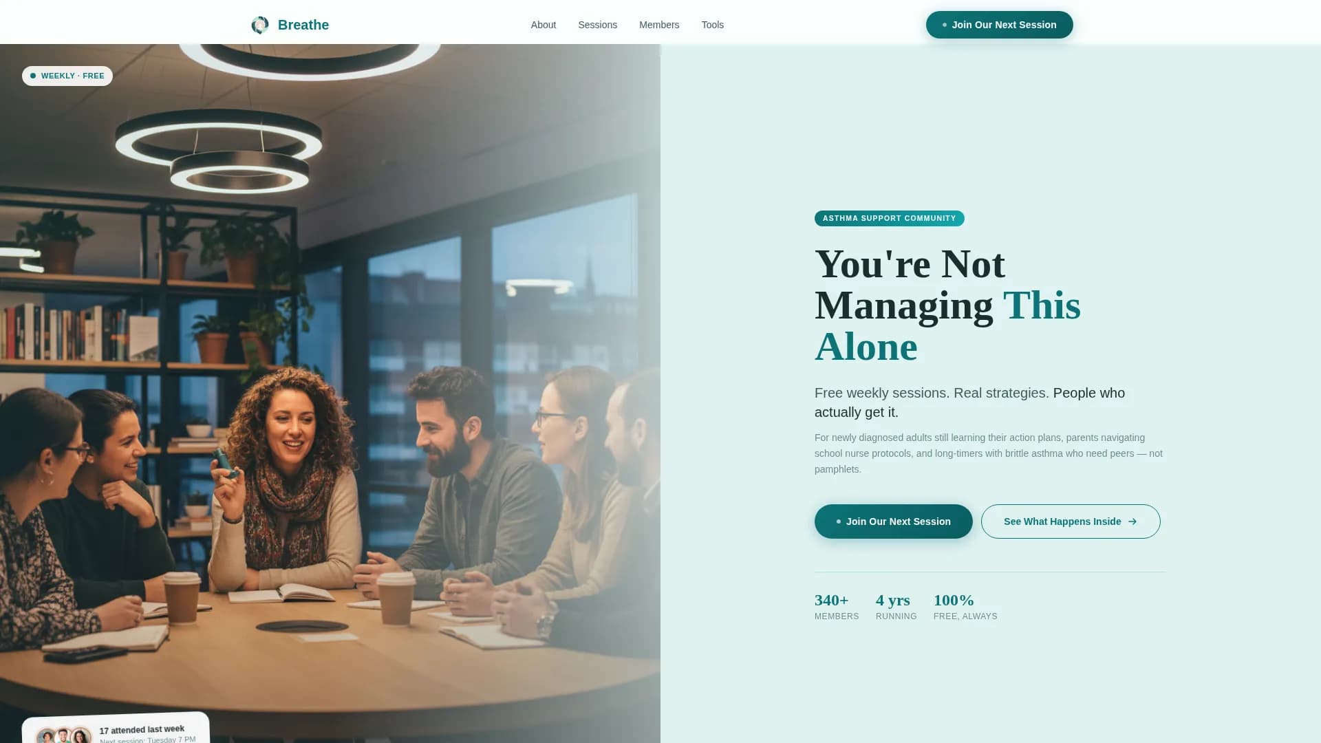 Breathe - Peer Support Landing Page Template