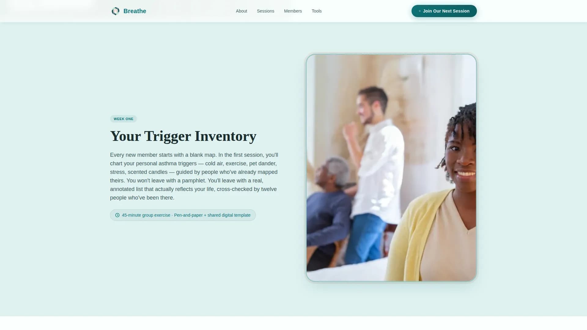 Breathe - Peer Support Landing Page Template