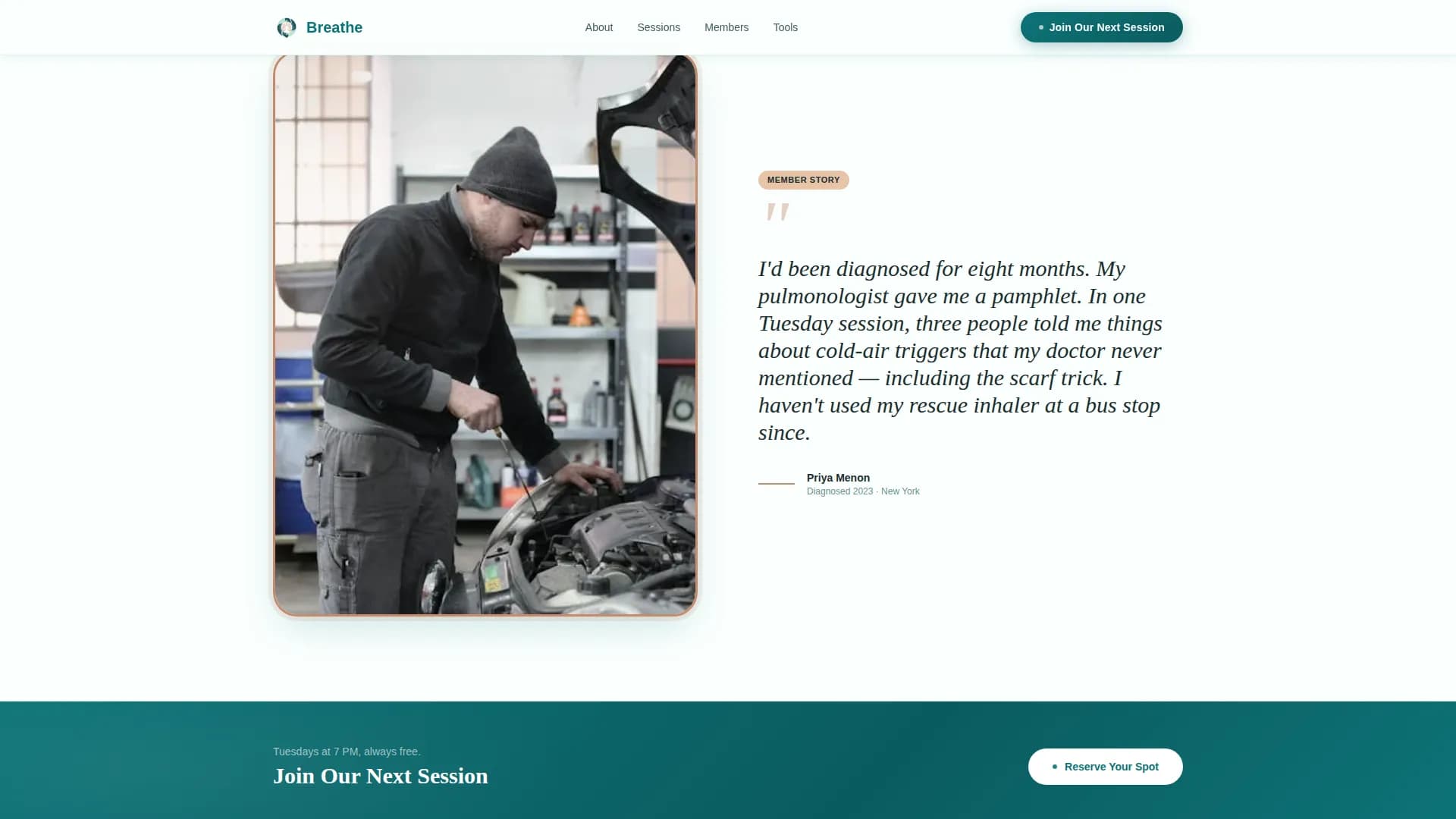 Breathe - Peer Support Landing Page Template
