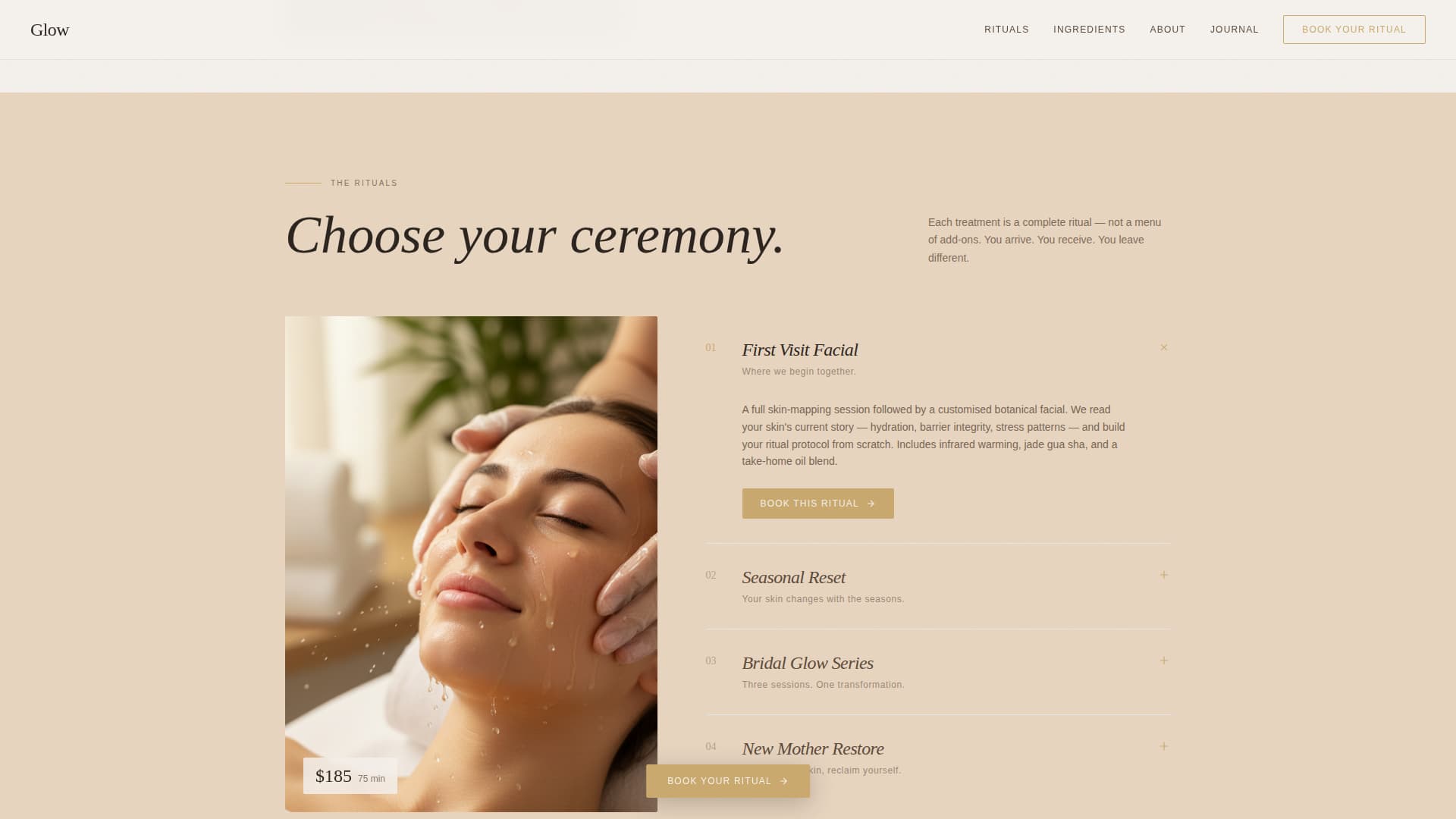Glow - Radiant Esthetician Landing Page Template