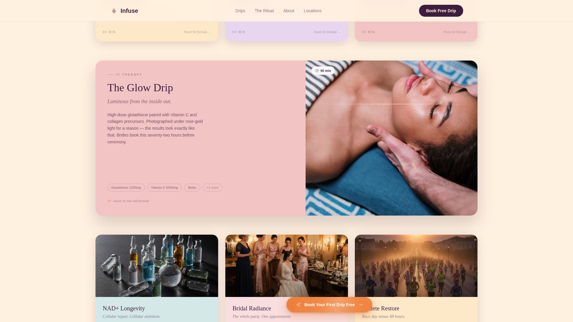 Infuse - Radiant IV Drip Landing Page Template
