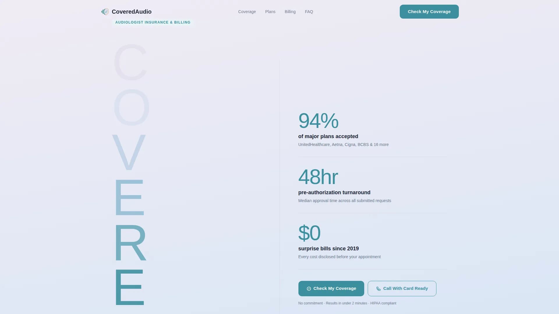 Coverage - Audiology Services Landing page Template