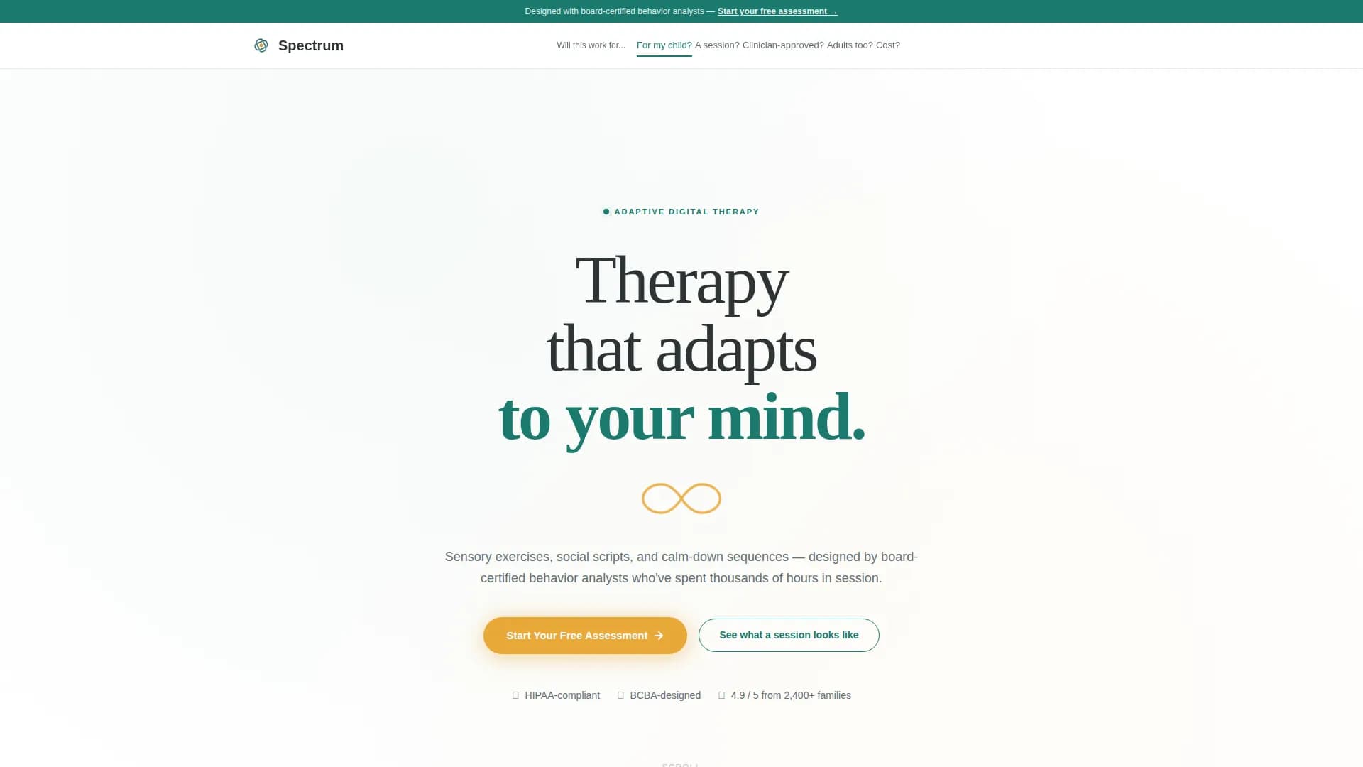 Spectrum - Therapy App Landing page Template