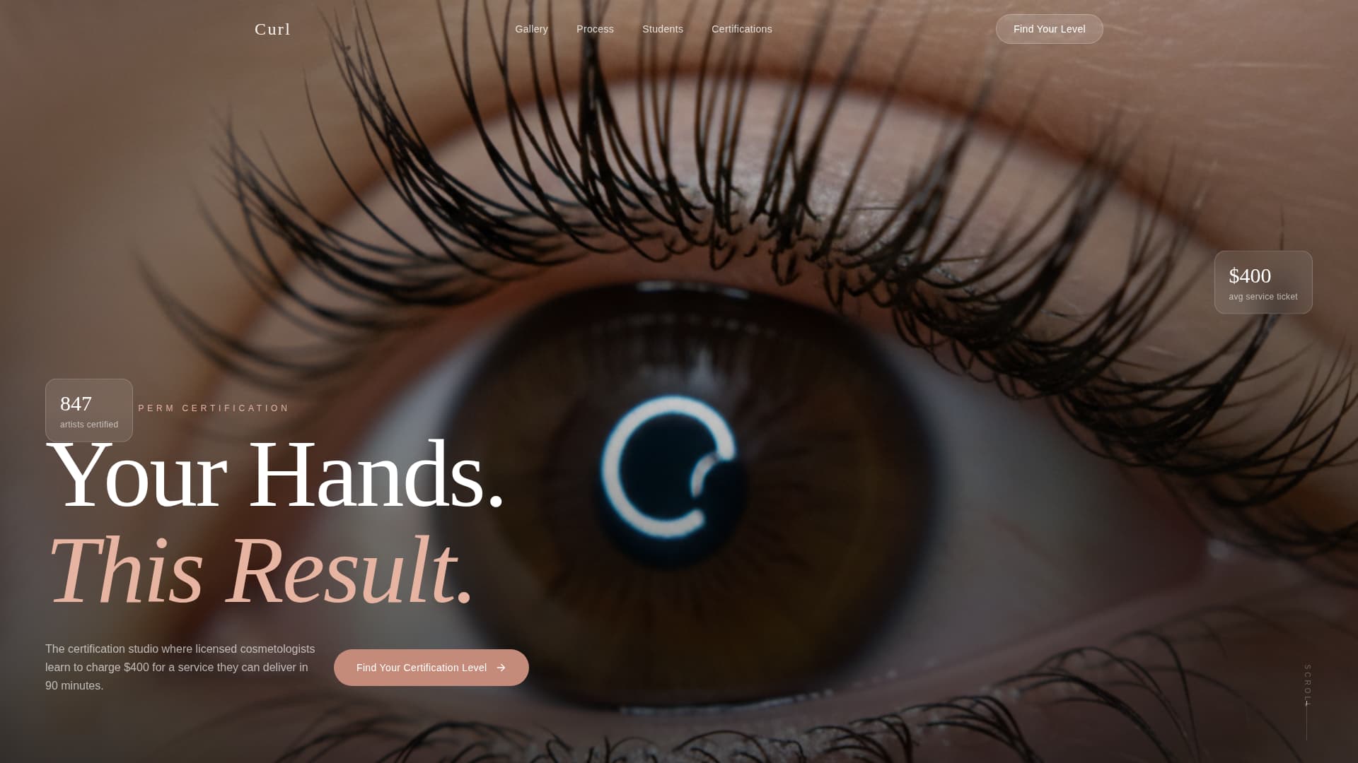 Curl - Artisan Beautycertification Landing Page Template