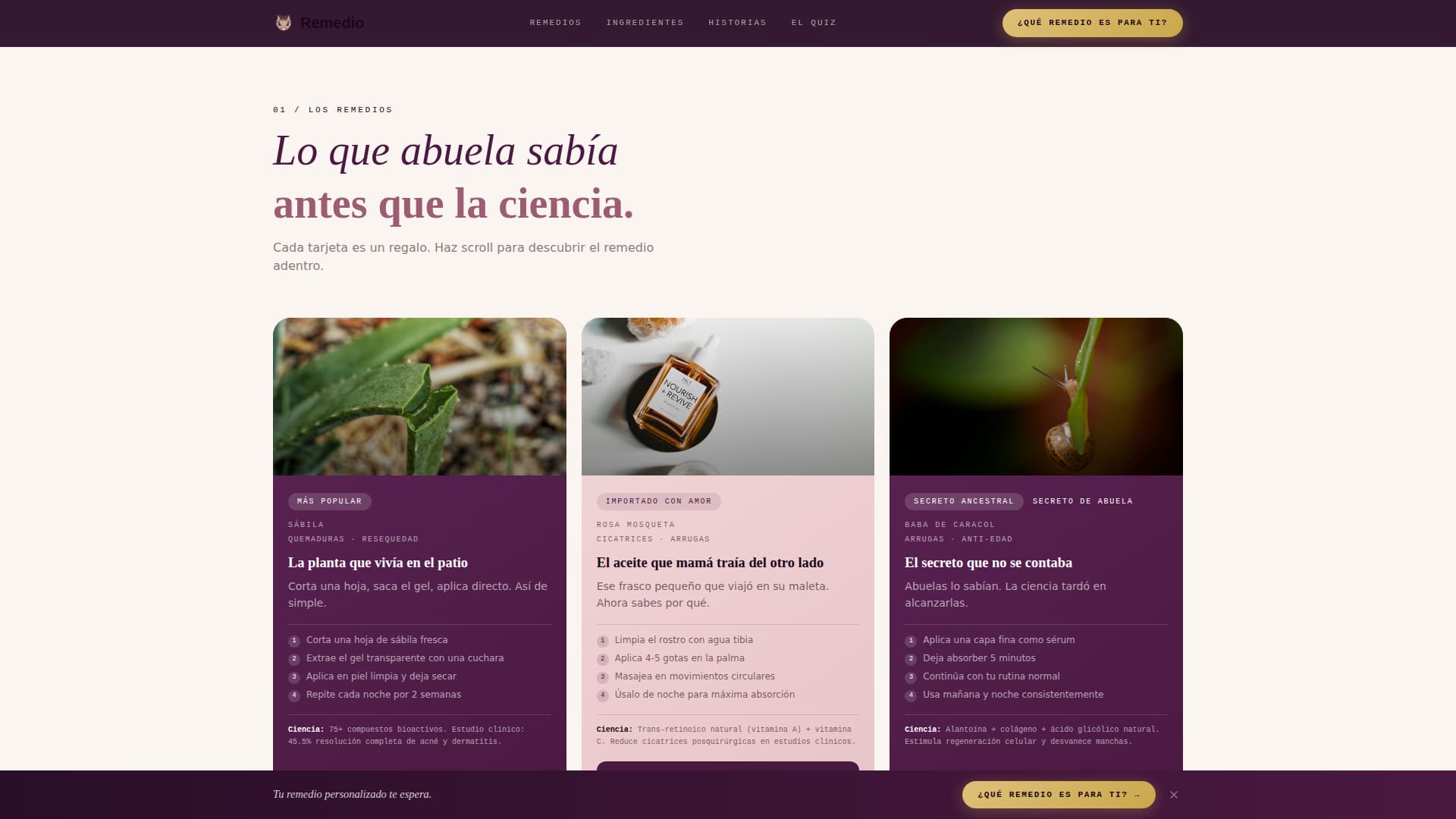 Remedio - Ancestral Skincare Landing Page Template