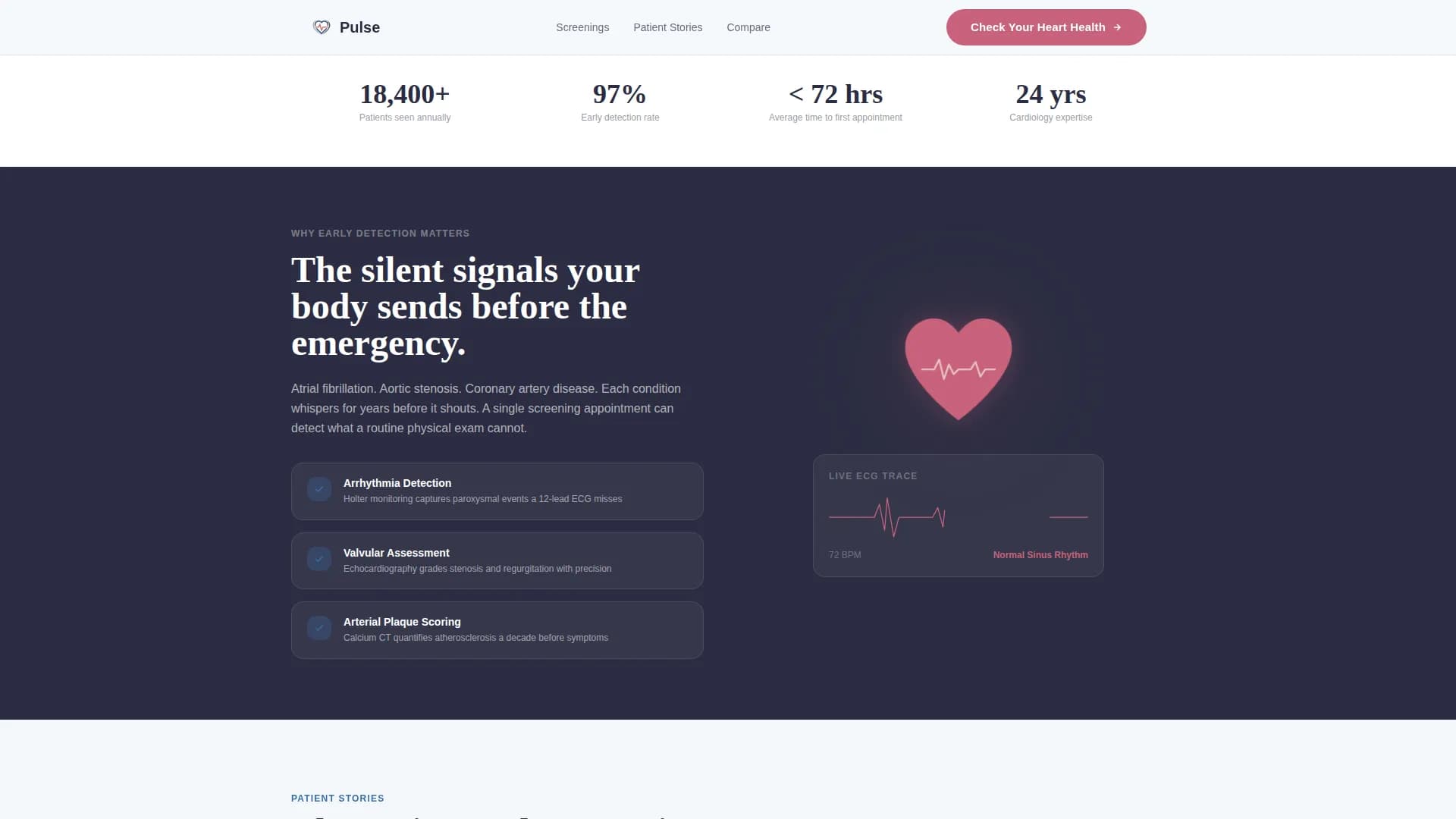 Cardiology Practice Website Template with Heart Health Assessment