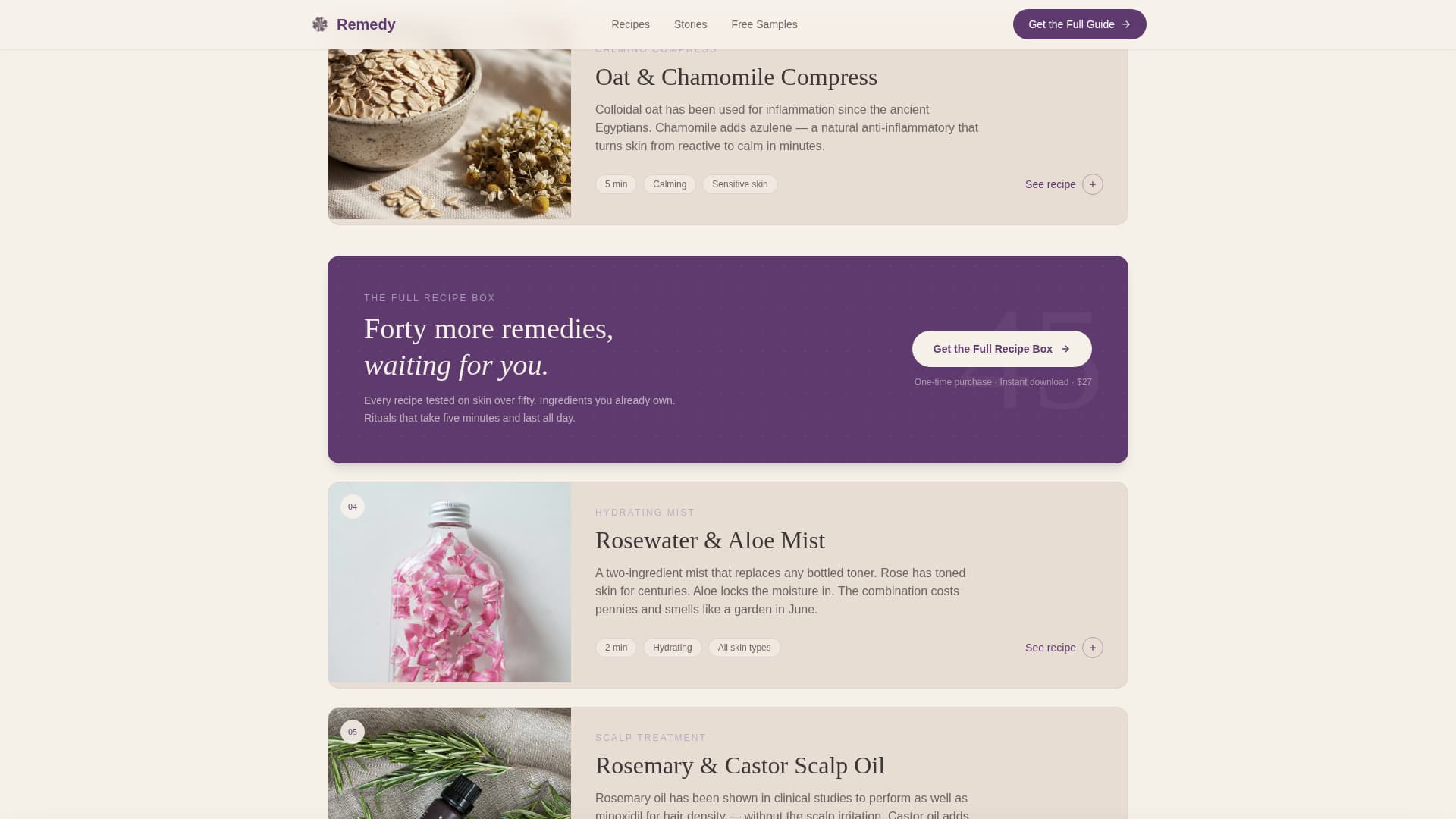 Remedy - Timeless Skincare Landing Page Template