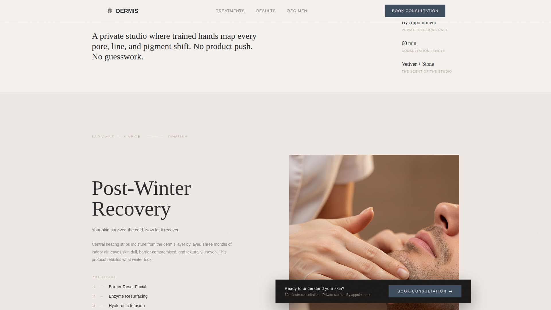 Dermis - Refined Aesthetician Landing Page Template