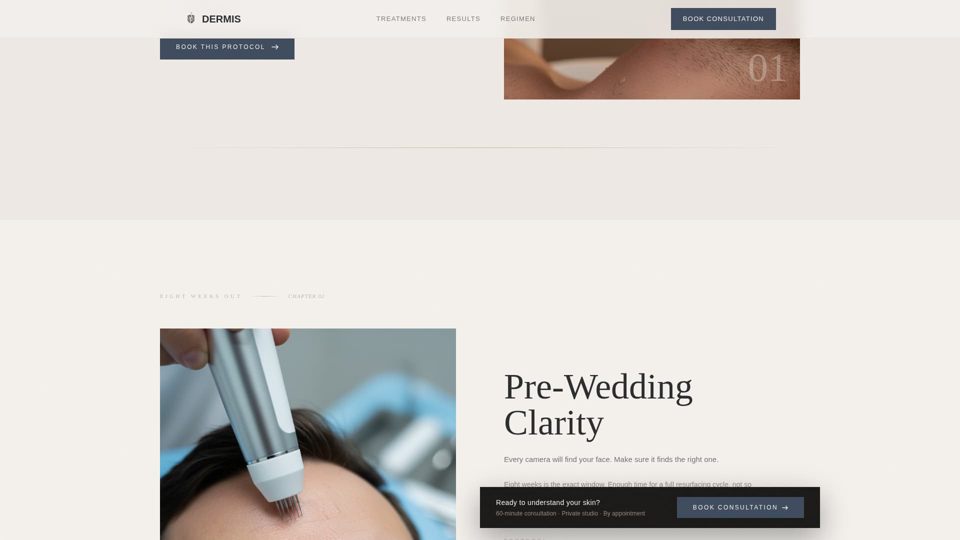 Dermis - Refined Aesthetician Landing Page Template