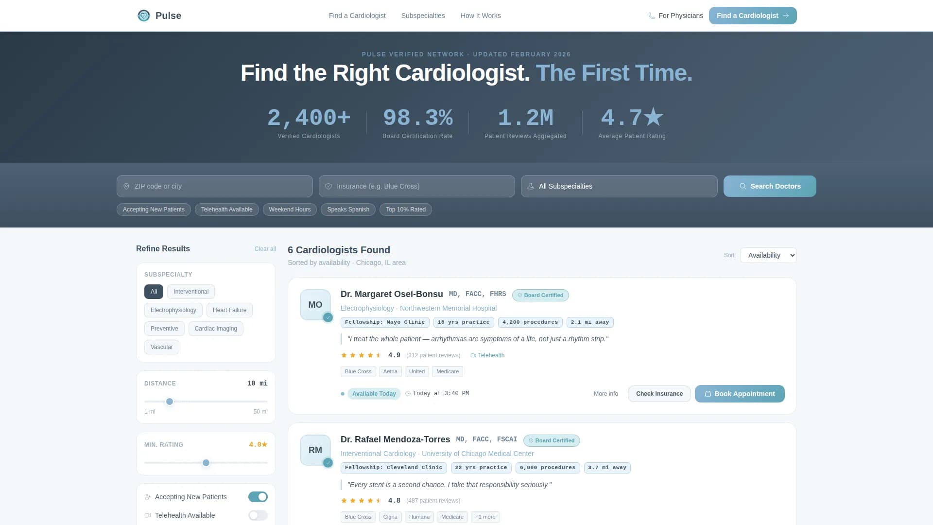 Cardiologist Booking Website Template