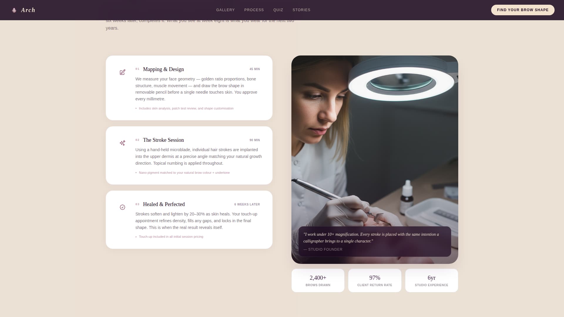 Arch - Transformative Microblading Landing Page Template