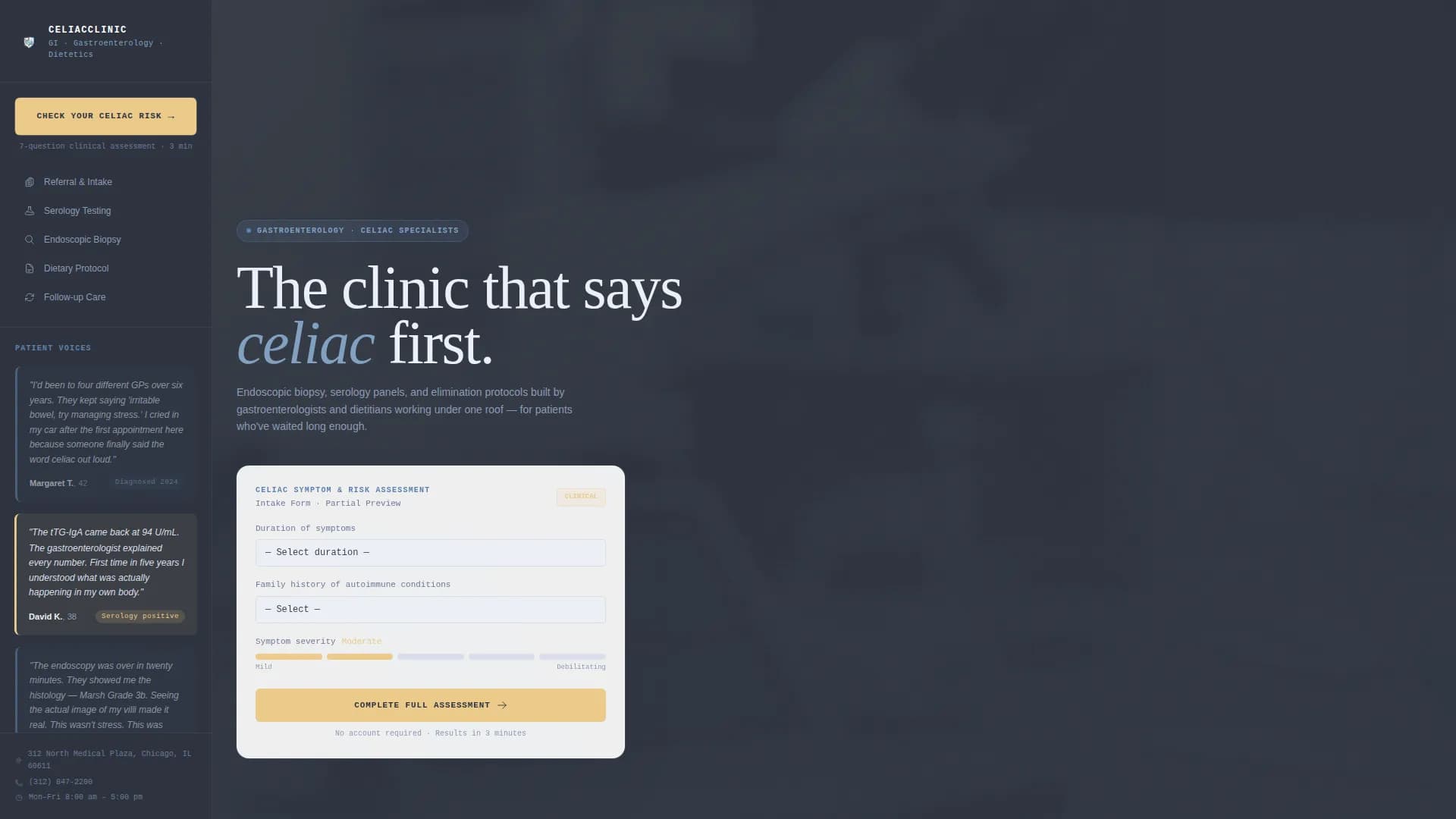 Celiac Disease Care Specialist Booking Website Template