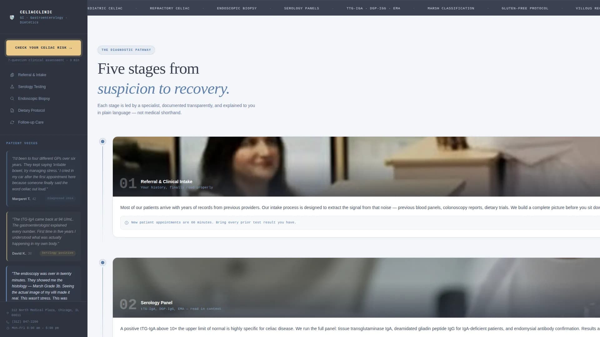 Celiac Disease Care Specialist Booking Website Template