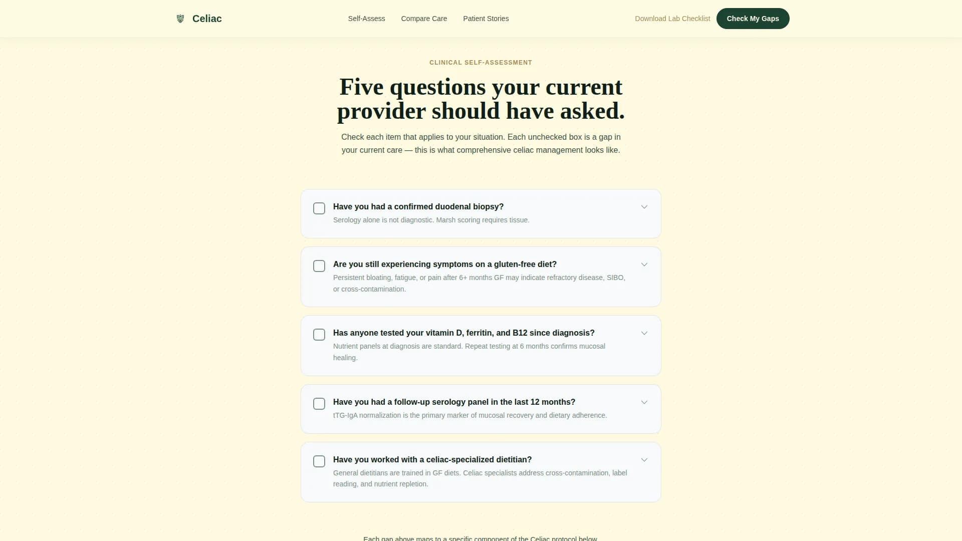 Celiac Disease Care Comparison Website Template