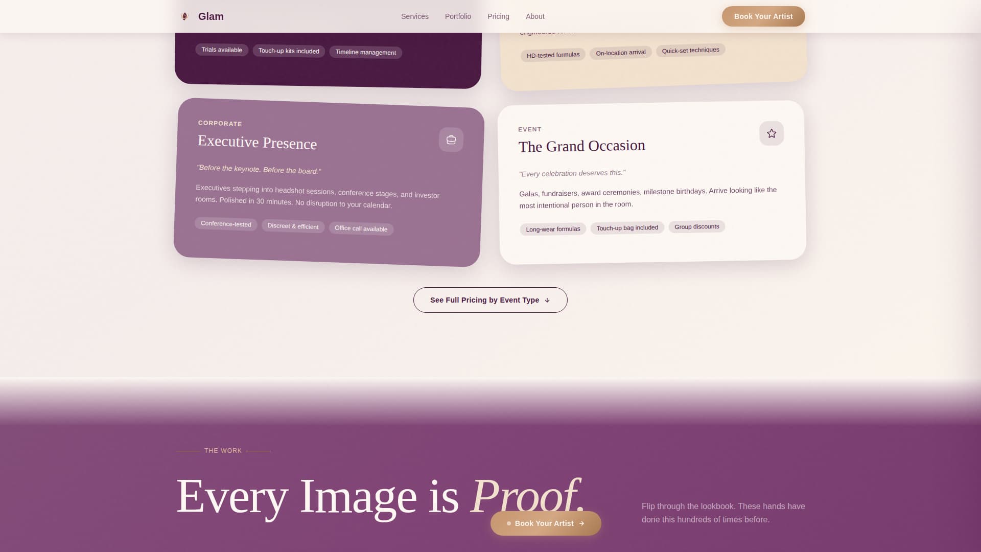 Glam - Luxurious Mobilemakeup Landing Page Template
