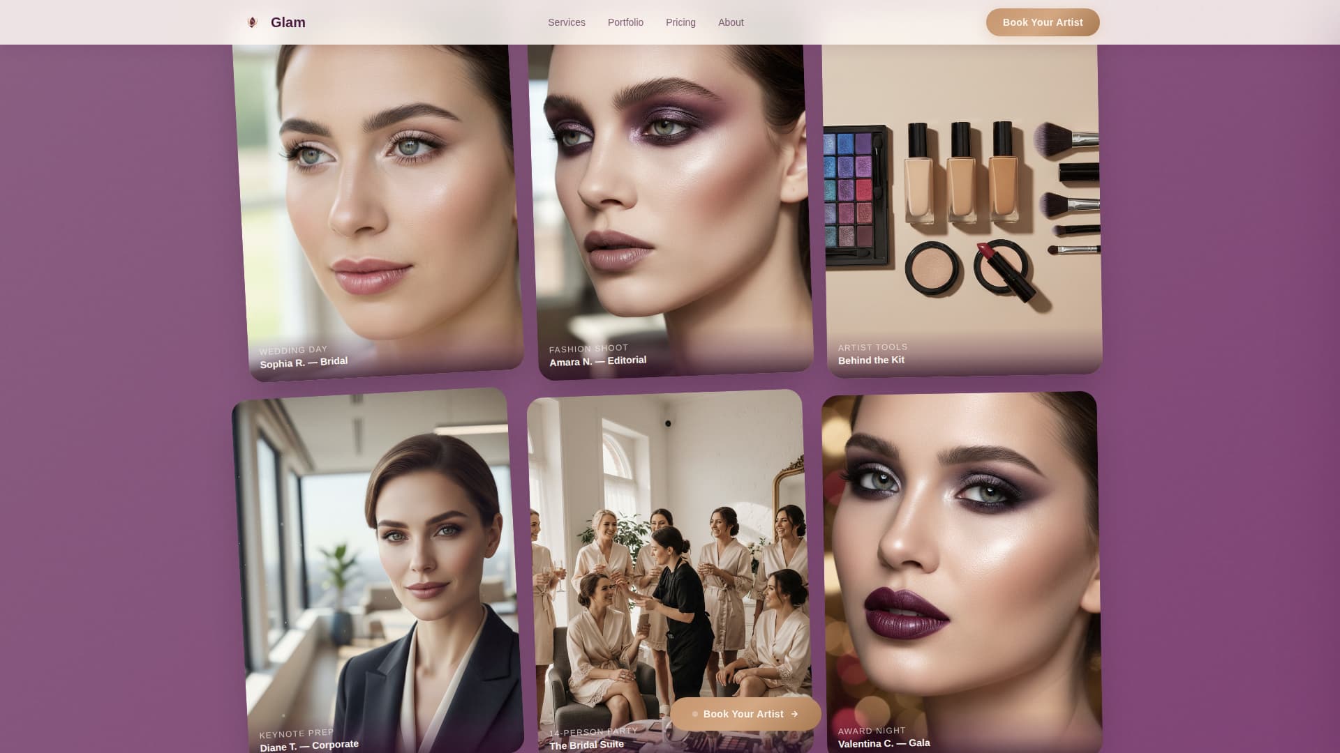 Glam - Luxurious Mobilemakeup Landing Page Template