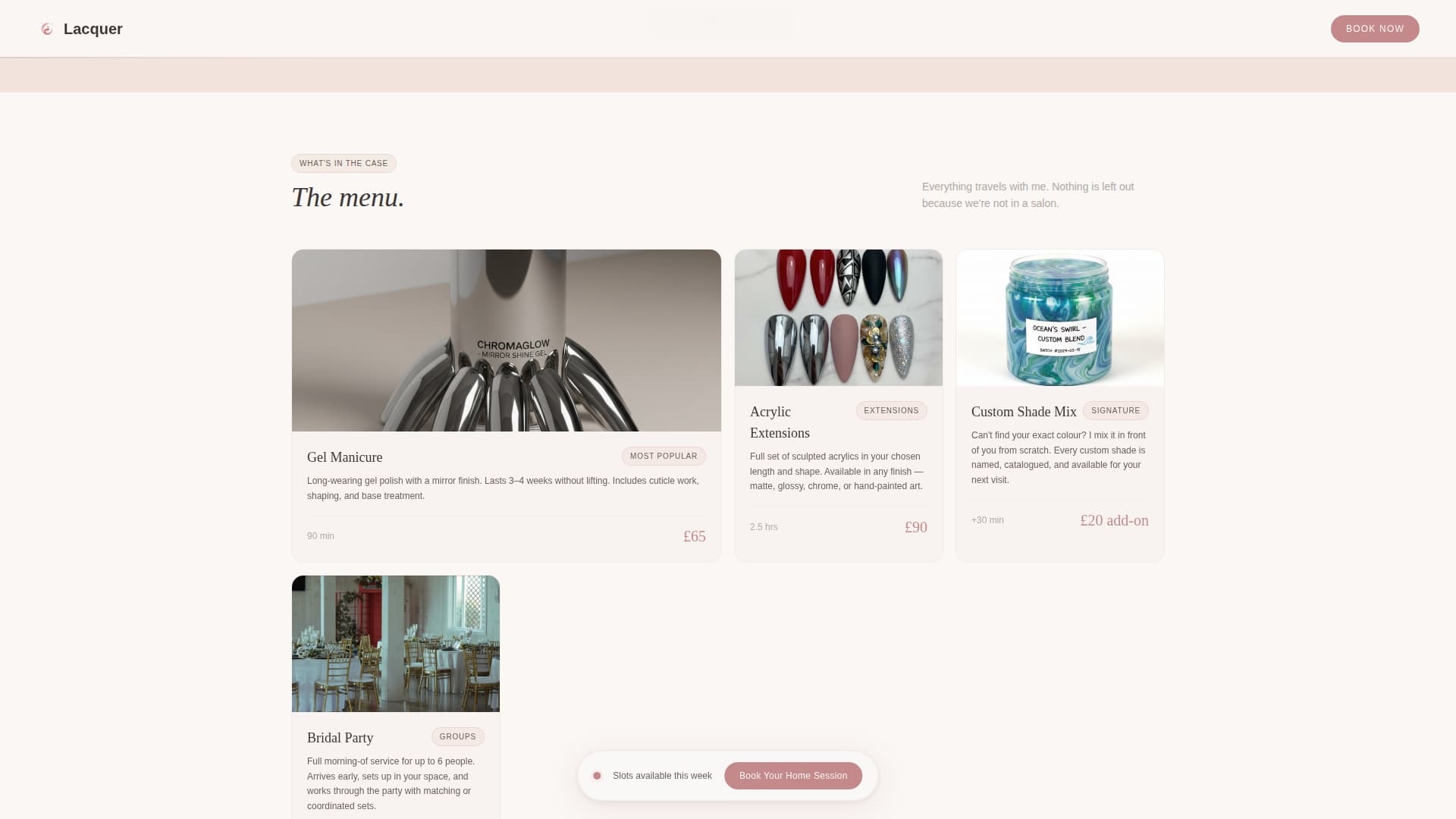 Lacquer - Intimate Mobilenail Landing Page Template