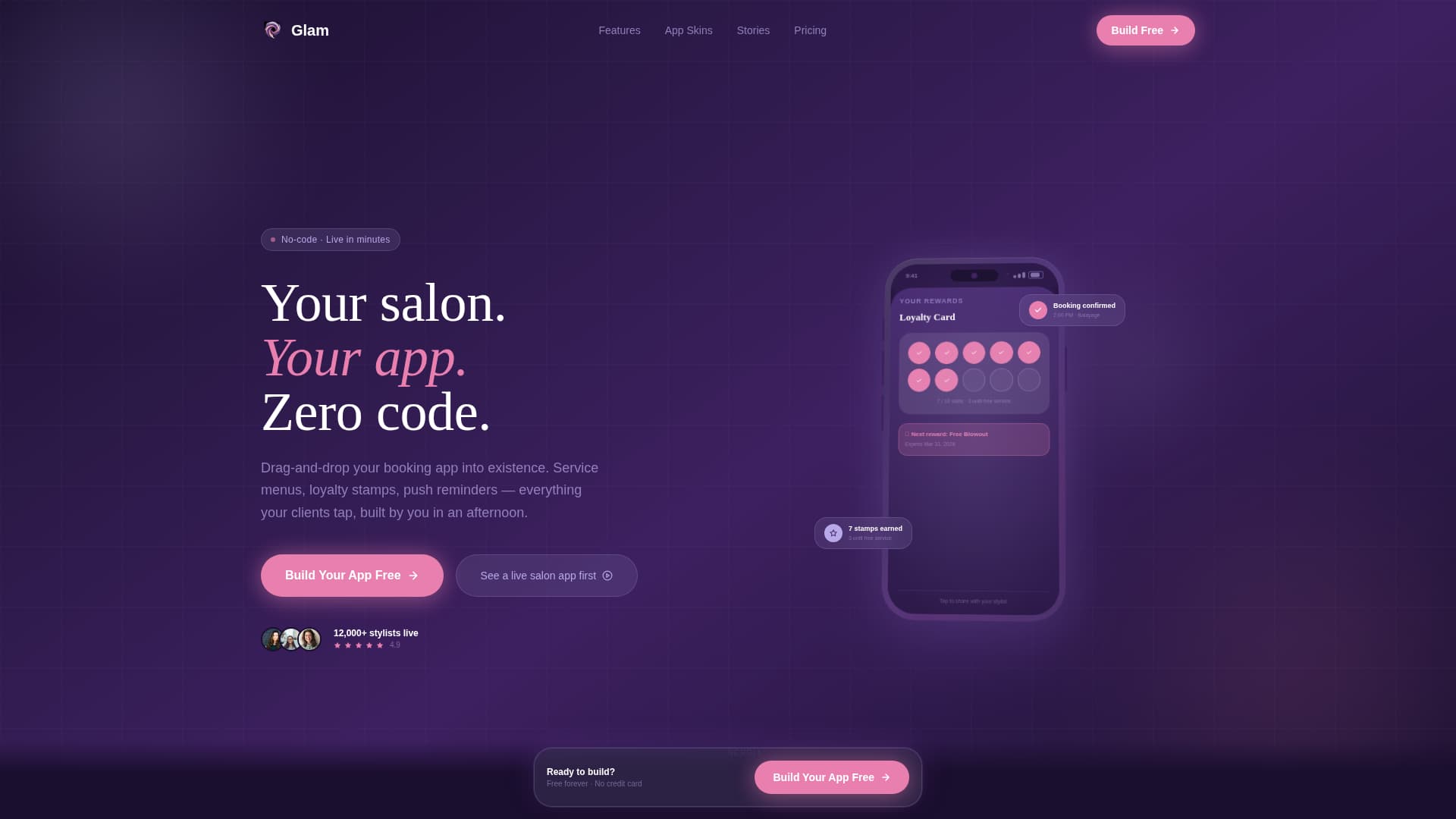 Glam - Stunning Salon Landing Page Template