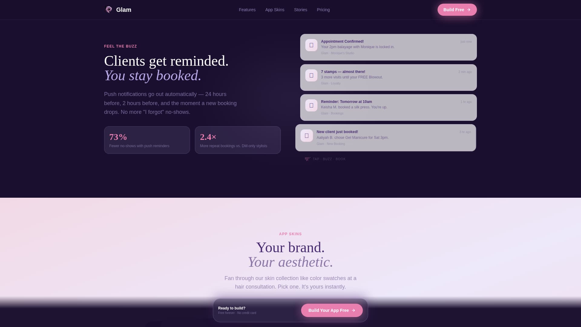 Glam - Stunning Salon Landing Page Template