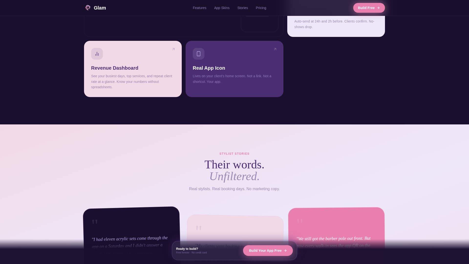 Glam - Stunning Salon Landing Page Template
