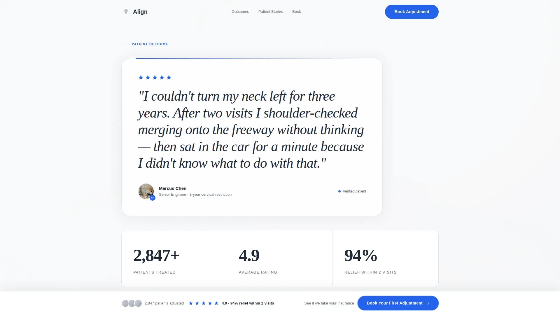 Chiropractic Patient Reviews & Testimonials Website Template